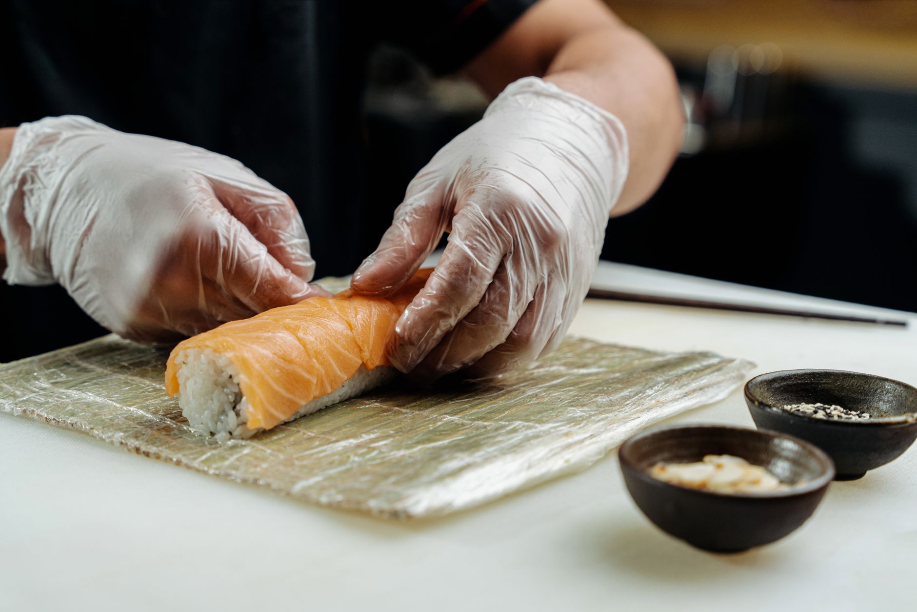 Japanese master artisan plating seasonal delicacy